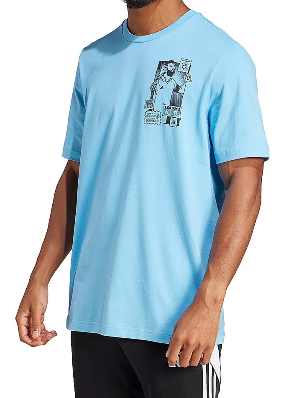 Adidas Men's Messi Icon Graphic T-Shirt Size 2XL Semi Blue Burst New Soccer